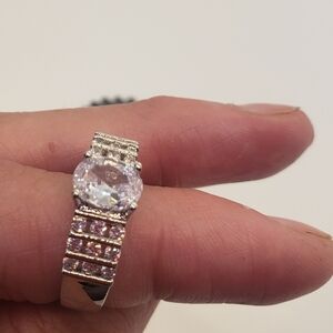 NEW Cubic Zirconia Elevated OVAL Ring 7 Sterling Silver Plated